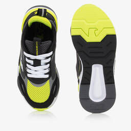 EA7 Emporio Armani-Boys Black & Yellow Logo Trainers | Childrensalon Outlet