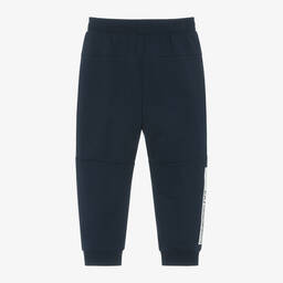 EA7 Emporio Armani-Boys Blue Cotton Joggers | Childrensalon Outlet