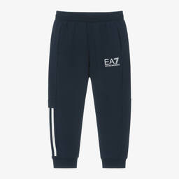 EA7 Emporio Armani-Boys Blue Cotton Joggers | Childrensalon Outlet