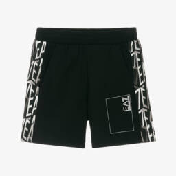 EA7 Emporio Armani-Boys Charcoal Logo Cotton Shorts | Childrensalon Outlet
