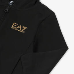 EA7 Emporio Armani-Boys Classic Black Cotton Tracksuit | Childrensalon Outlet