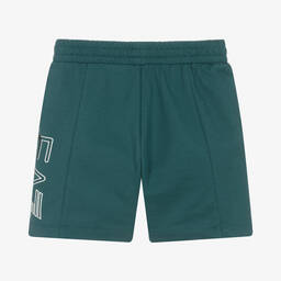 EA7 Emporio Armani-Boys Green Cotton Logo Shorts | Childrensalon Outlet