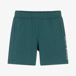 EA7 Emporio Armani-Boys Green Cotton Logo Shorts | Childrensalon Outlet