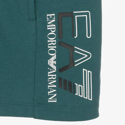 EA7 Emporio Armani-Boys Green Cotton Logo Shorts | Childrensalon Outlet