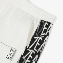 EA7 Emporio Armani-Boys Ivory Logo Jersey Shorts | Childrensalon Outlet