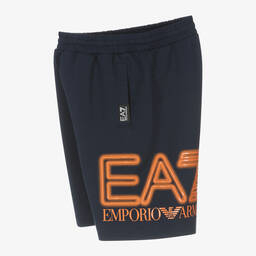 EA7 Emporio Armani-Boys Navy Blue Cotton Oversized Shorts | Childrensalon Outlet
