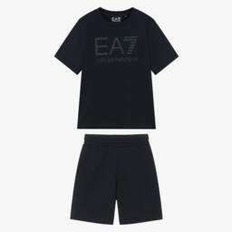 EA7 Emporio Armani-Boys Navy Cotton Leisure Ensemble | Childrensalon Outlet