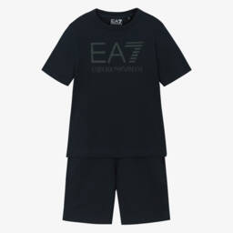 EA7 Emporio Armani-Boys Navy Cotton Leisure Ensemble | Childrensalon Outlet