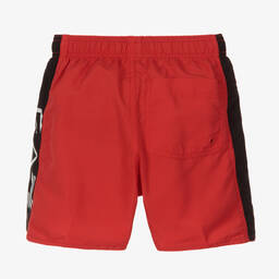 EA7 Emporio Armani-Boys Red & Black Logo Swim Shorts | Childrensalon Outlet