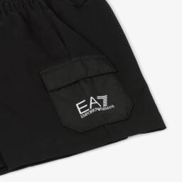 EA7 Emporio Armani-Boys Sleek Black Cargo Shorts | Childrensalon Outlet