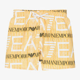 EA7 Emporio Armani-Boys Yellow EA7 Swim Shorts | Childrensalon Outlet