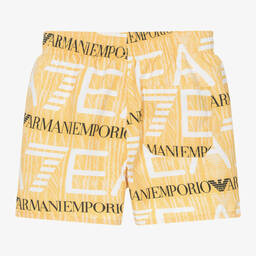 EA7 Emporio Armani-Boys Yellow EA7 Swim Shorts | Childrensalon Outlet