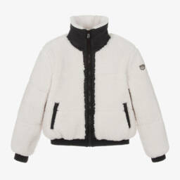 EA7 Emporio Armani-Girls Cream Fleece Zip Jacket | Childrensalon Outlet