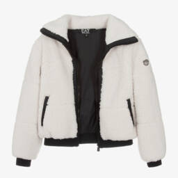 EA7 Emporio Armani-Girls Cream Fleece Zip Jacket | Childrensalon Outlet