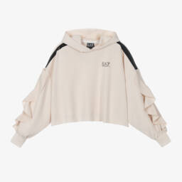 EA7 إمبوريو أرماني-هودي مودال جيرسي لون بيج للبنات | Childrensalon Outlet