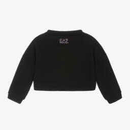 EA7 Emporio Armani-Girls Cropped Black Sweatshirt | Childrensalon Outlet