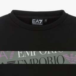 EA7 Emporio Armani-Girls Cropped Black Sweatshirt | Childrensalon Outlet