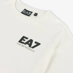 EA7 Emporio Armani-Girls Ivory Cotton Logo Tee | Childrensalon Outlet