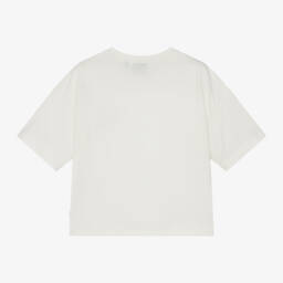 EA7 Emporio Armani-Girls Ivory Cotton Logo Tee | Childrensalon Outlet