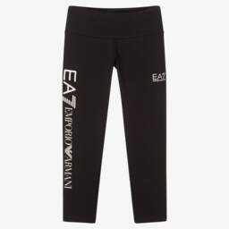 EA7 Emporio Armani-Эластичные черные леггинсы с логотипом для девочек | Childrensalon Outlet