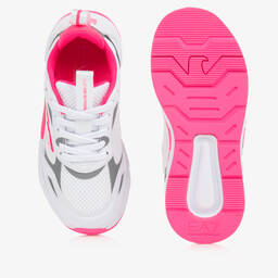 EA7 Emporio Armani-Girls White & Pink Logo Trainers | Childrensalon Outlet