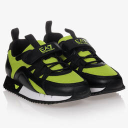 EA7 Emporio Armani-Green & Black Logo Trainers | Childrensalon Outlet
