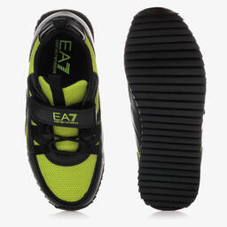 EA7 Emporio Armani-Green & Black Logo Trainers | Childrensalon Outlet