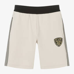 EA7 Emporio Armani-Teen Boys Beige Cotton Shorts | Childrensalon Outlet