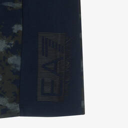 EA7 Emporio Armani-Teen Boys Blue Camouflage Logo Shorts | Childrensalon Outlet