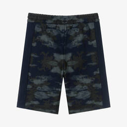 EA7 Emporio Armani-Teen Boys Blue Camouflage Logo Shorts | Childrensalon Outlet