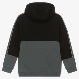 EA7 Emporio Armani-Черно-серая худи из хлопков для мальчиков-подростков | Childrensalon Outlet