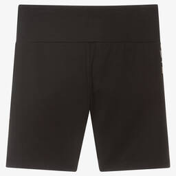 EA7 Emporio Armani-Teen Girls Black Cotton Logo Shorts | Childrensalon Outlet