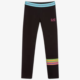 EA7 Emporio Armani-Teen Girls Black Logo Leggings | Childrensalon Outlet