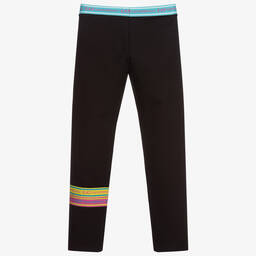 EA7 Emporio Armani-Teen Girls Black Logo Leggings | Childrensalon Outlet