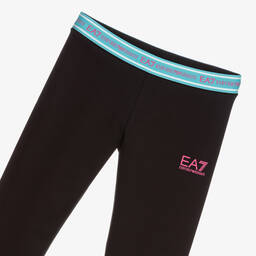 EA7 Emporio Armani-Teen Girls Black Logo Leggings | Childrensalon Outlet