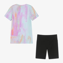 EA7 Emporio Armani-Teen Girls Pastel Pink & Black Shorts Set | Childrensalon Outlet