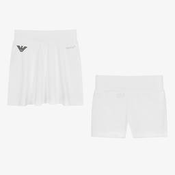 EA7 Emporio Armani-Teen Girls White Ventus7 Tennis Skirt & Shorts Set | Childrensalon Outlet