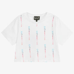 EA7 Emporio Armani-Белая укороченная футболка | Childrensalon Outlet