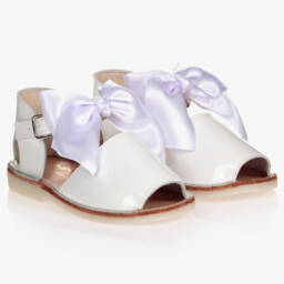 Early Days-Girls' Gleaming Leather Bow Sandals | Childrensalon Outlet