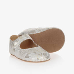 Early Days-Girls Gold Floral Leather First Walkers | Childrensalon Outlet