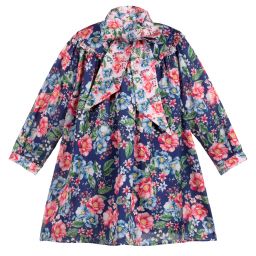 EIRENE-Blue Floral Dress with Bow | Childrensalon Outlet