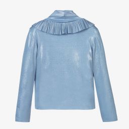 EIRENE-Blue Ruffle Turtleneck Top  | Childrensalon Outlet