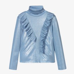 EIRENE-Blue Ruffle Turtleneck Top  | Childrensalon Outlet