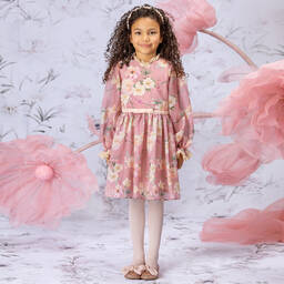 EIRENE-Dusky Pink Floral Dress   | Childrensalon Outlet