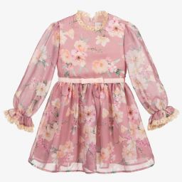 EIRENE-Dusky Pink Floral Dress   | Childrensalon Outlet