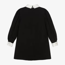 EIRENE-Girls Black Twill Dress with Collar | Childrensalon Outlet
