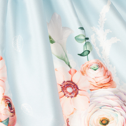 EIRENE-Girls Blue Floral Satin Dress | Childrensalon Outlet