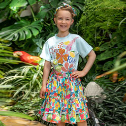 EIRENE-Girls Blue Fruits Cotton Skirt | Childrensalon Outlet