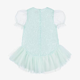 EIRENE-Girls Blue Sequin Tulle Dress | Childrensalon Outlet