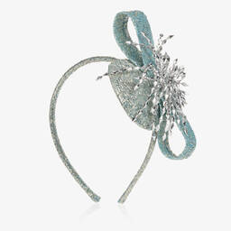 EIRENE-Girls Blue & Silver Bow Hairband  | Childrensalon Outlet